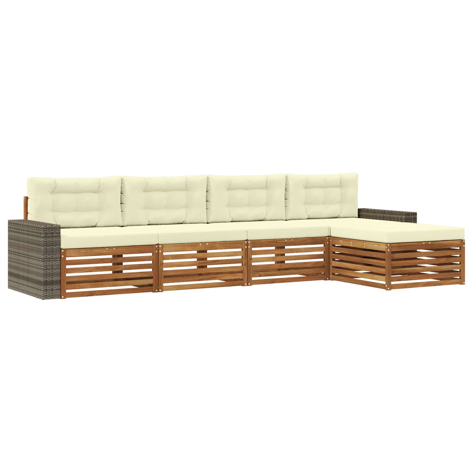 Outdoor-Sofagarnitur 5 stk. Natur und Creme Polyester