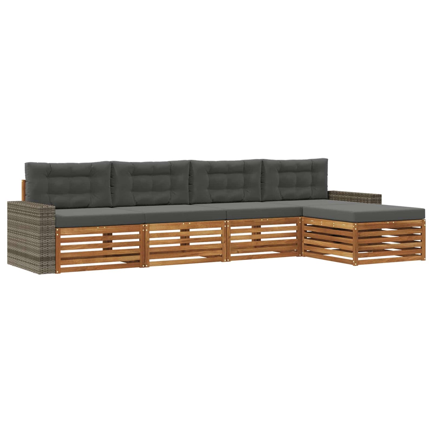 Outdoor-Sofagarnitur 5 pcs Natur und Anthrazit Polyester