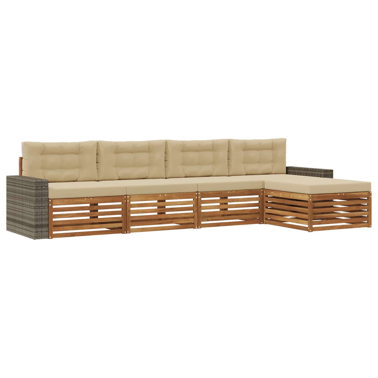Outdoor-Sofagarnitur 5 stk. Natur und Beige Polyester