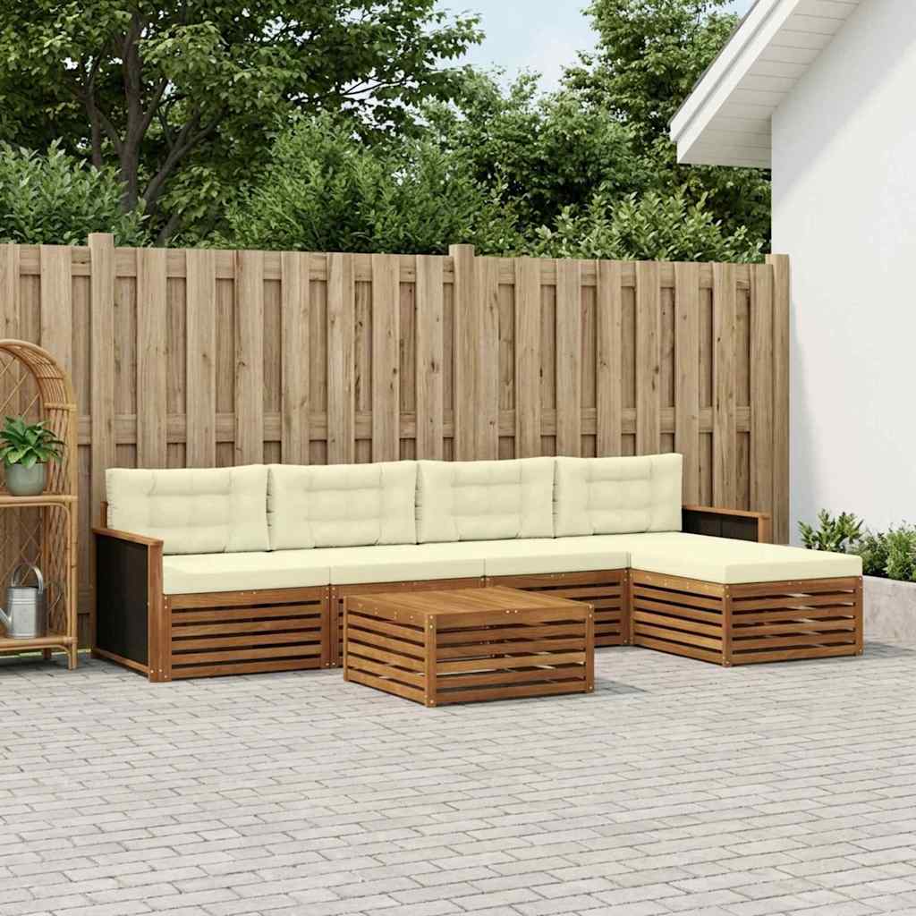 Outdoor-Sofagarnitur 6 pcs Natur und Creme 79 x 79 x 37 cm