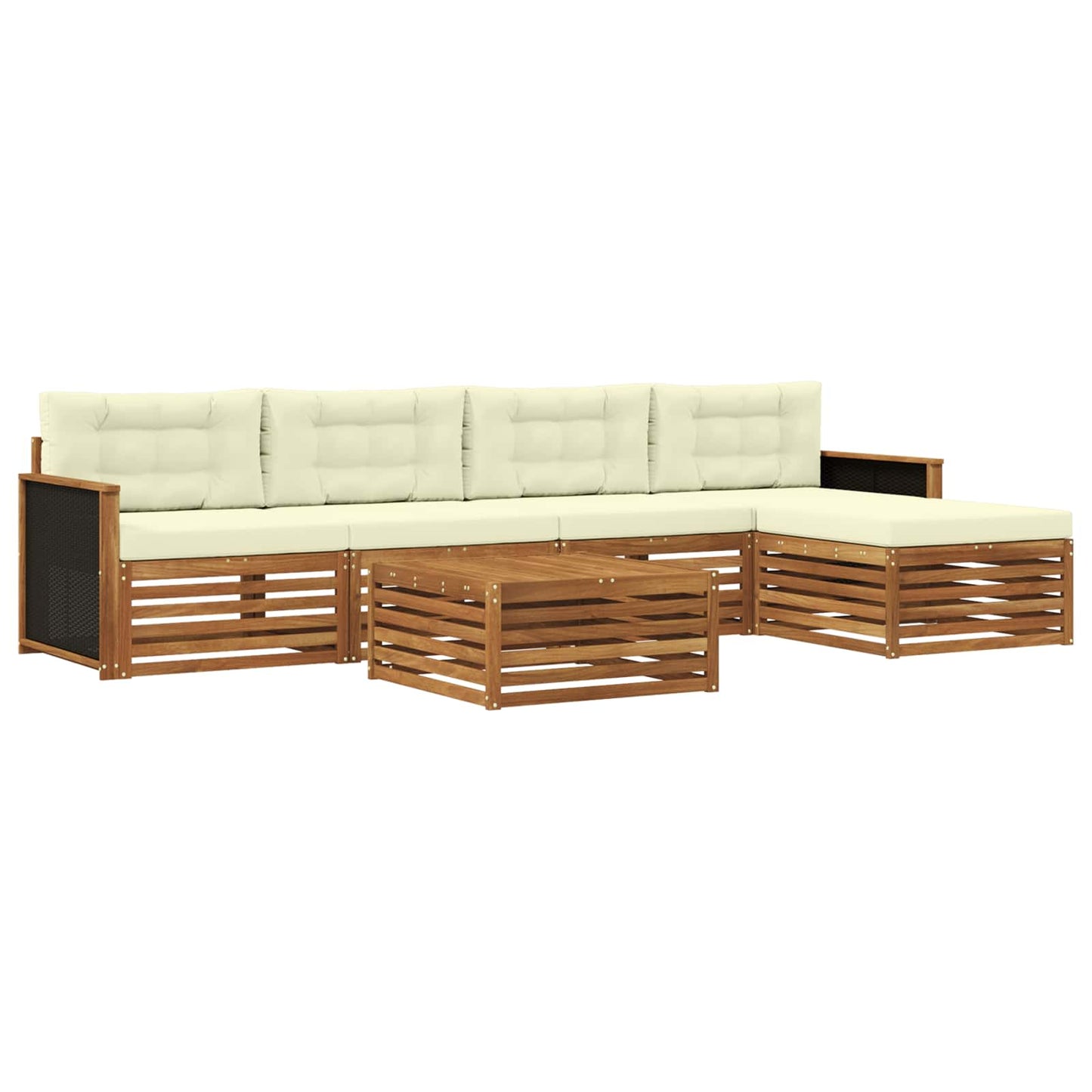 Outdoor-Sofagarnitur 6 pcs Natur und Creme 79 x 79 x 37 cm