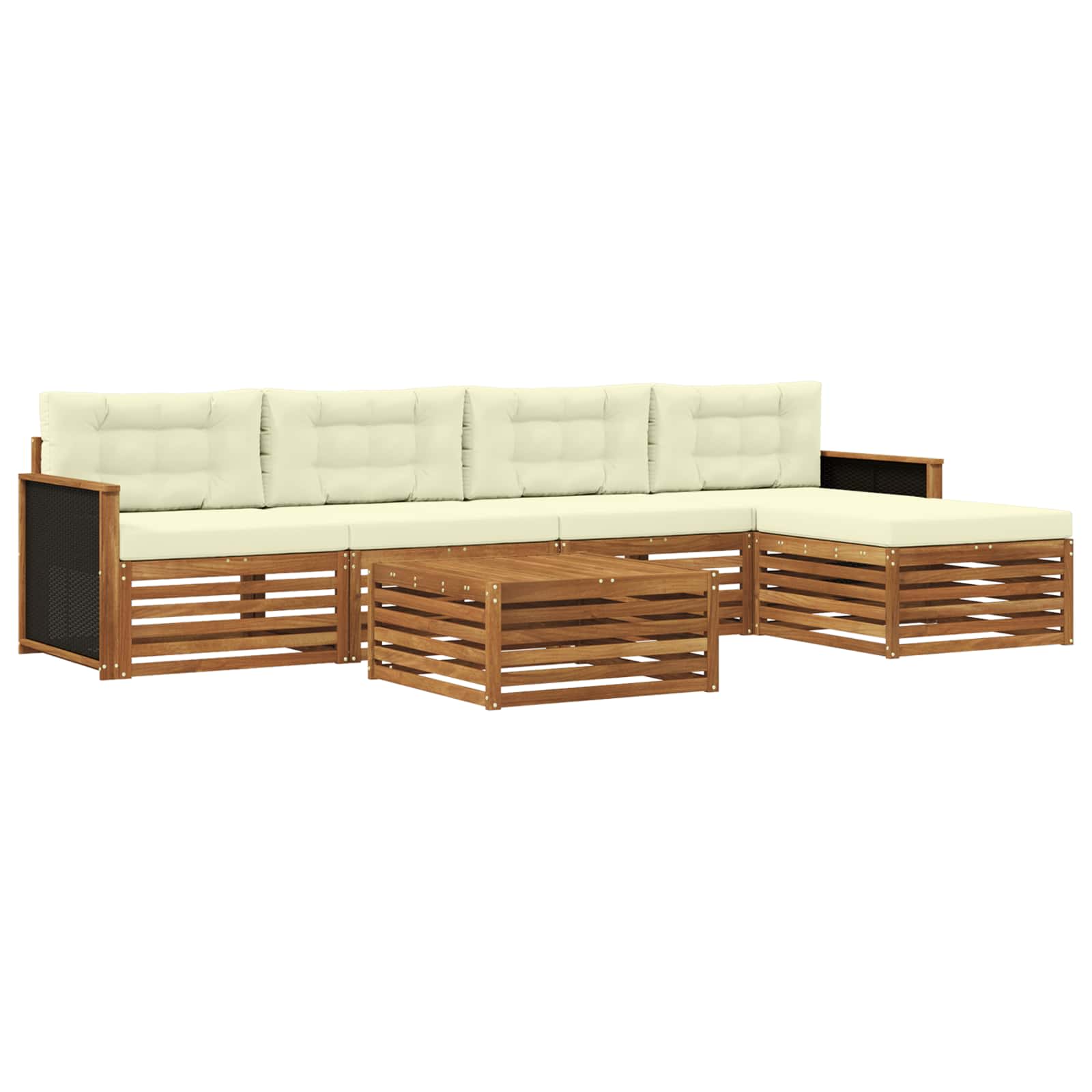 Outdoor-Sofagarnitur 6 pcs Natur und Creme 79 x 79 x 37 cm
