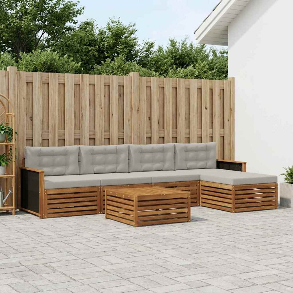 Outdoor-Sofagarnitur 6 pcs Natürlich und Hellgrau