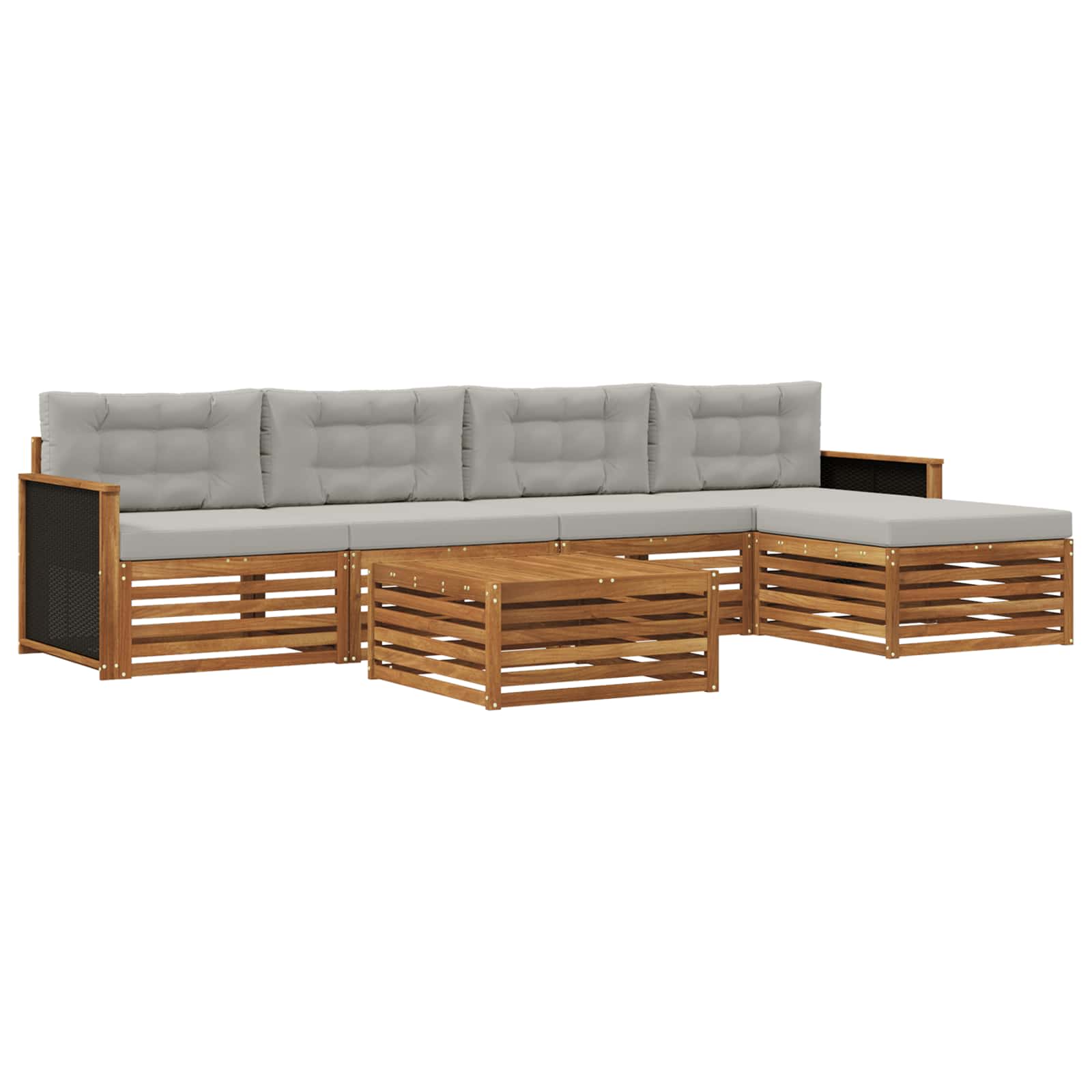 Outdoor-Sofagarnitur 6 pcs Natürlich und Hellgrau