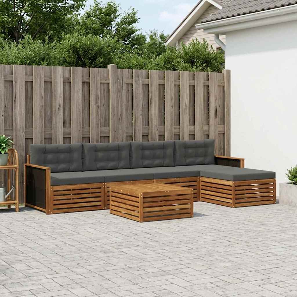 Outdoor-Sofagarnitur 6 pcs Natur und Anthrazit 79 x 79 x 37 cm