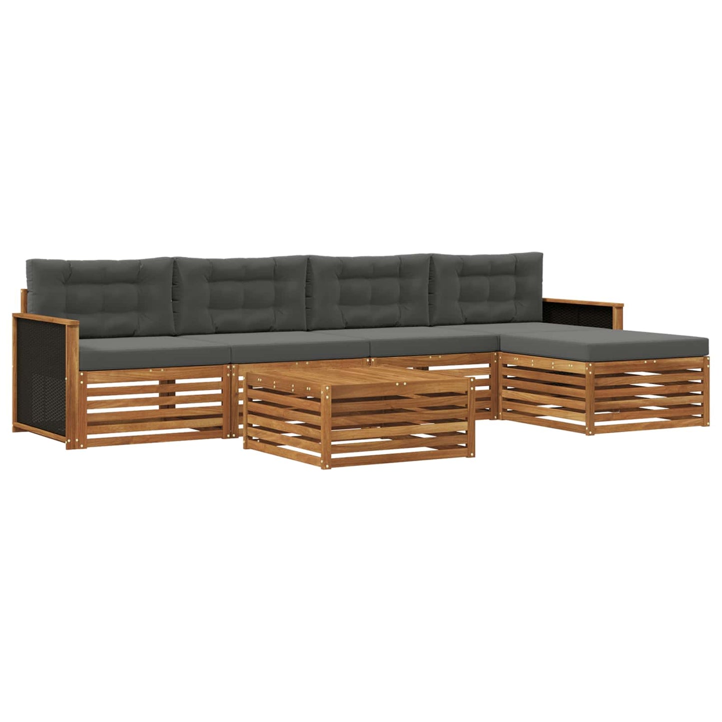 Outdoor-Sofagarnitur 6 pcs Natur und Anthrazit 79 x 79 x 37 cm