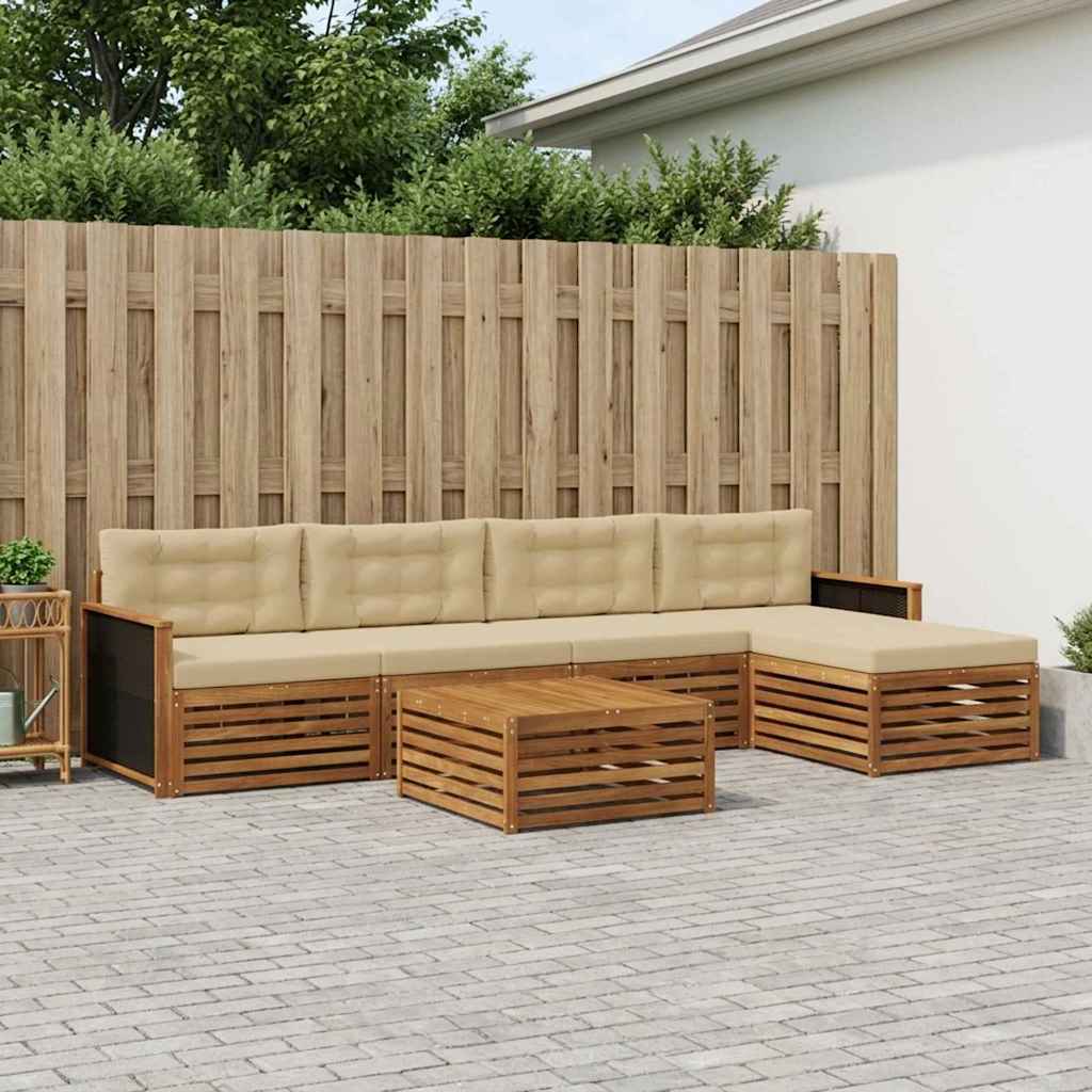 Outdoor-Sofagarnitur 6 pcs Natur und Beige 79 x 79 x 37 cm