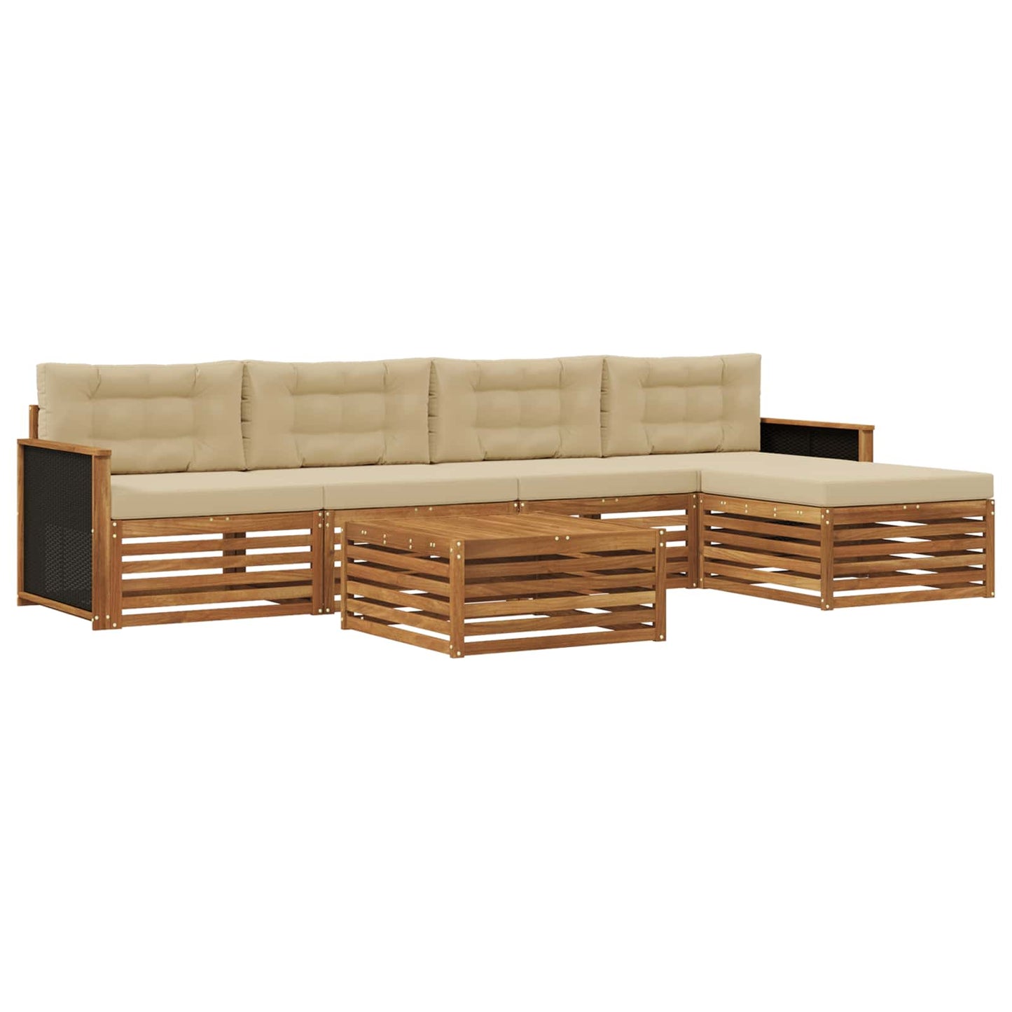 Outdoor-Sofagarnitur 6 pcs Natur und Beige 79 x 79 x 37 cm