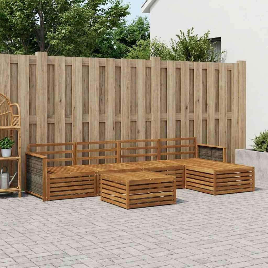Outdoor-Sofagarnitur 6 pcs Natur Massivholz Akazie