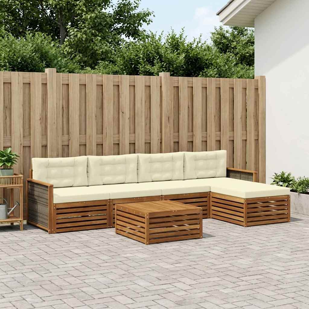 Outdoor-Sofagarnitur 6 stk. Natur und Creme