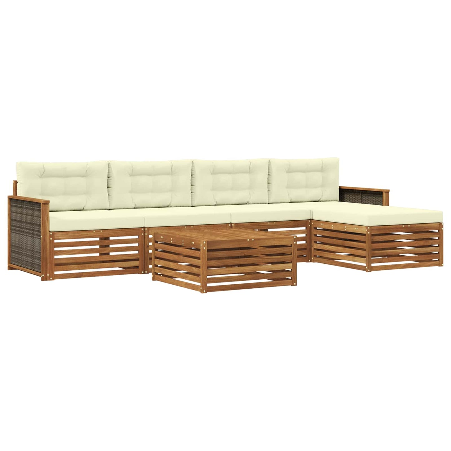 Outdoor-Sofagarnitur 6 stk. Natur und Creme