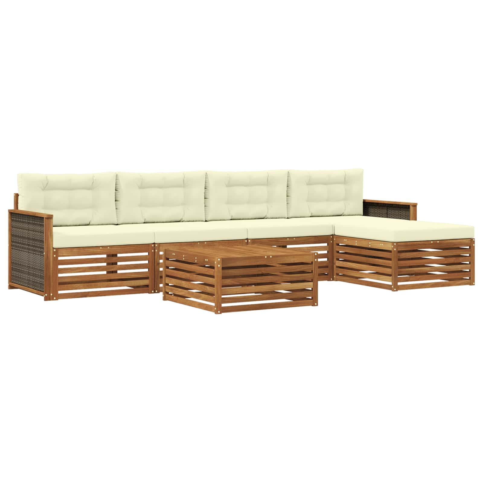 Outdoor-Sofagarnitur 6 stk. Natur und Creme