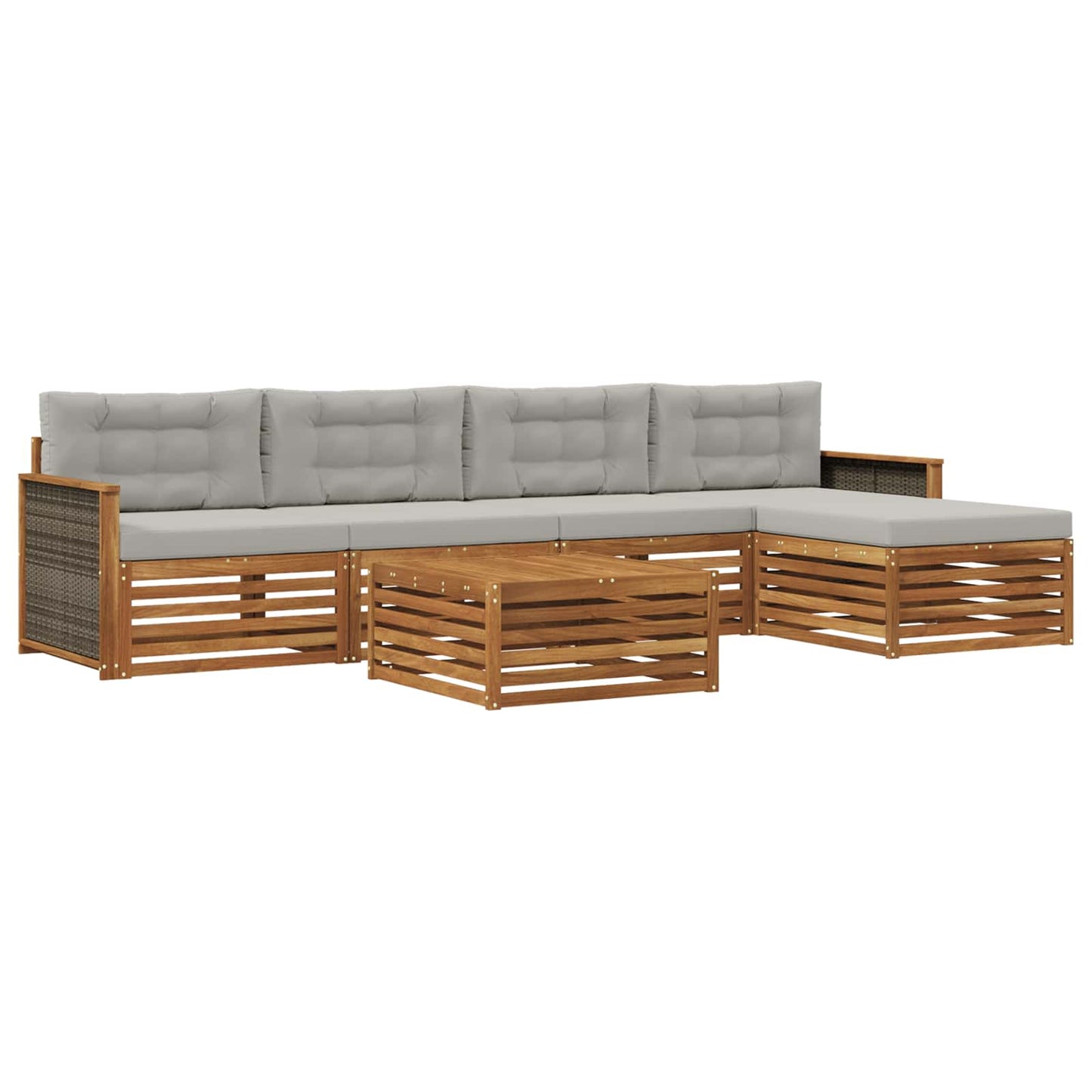 Outdoor-Sofagarnitur mit Kissen 6 pcs Natürlich und Hellgrau