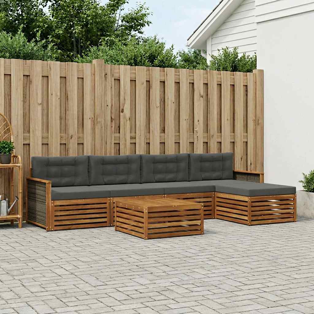 Outdoor-Sofagarnitur 6 stk. Natur und Anthrazit