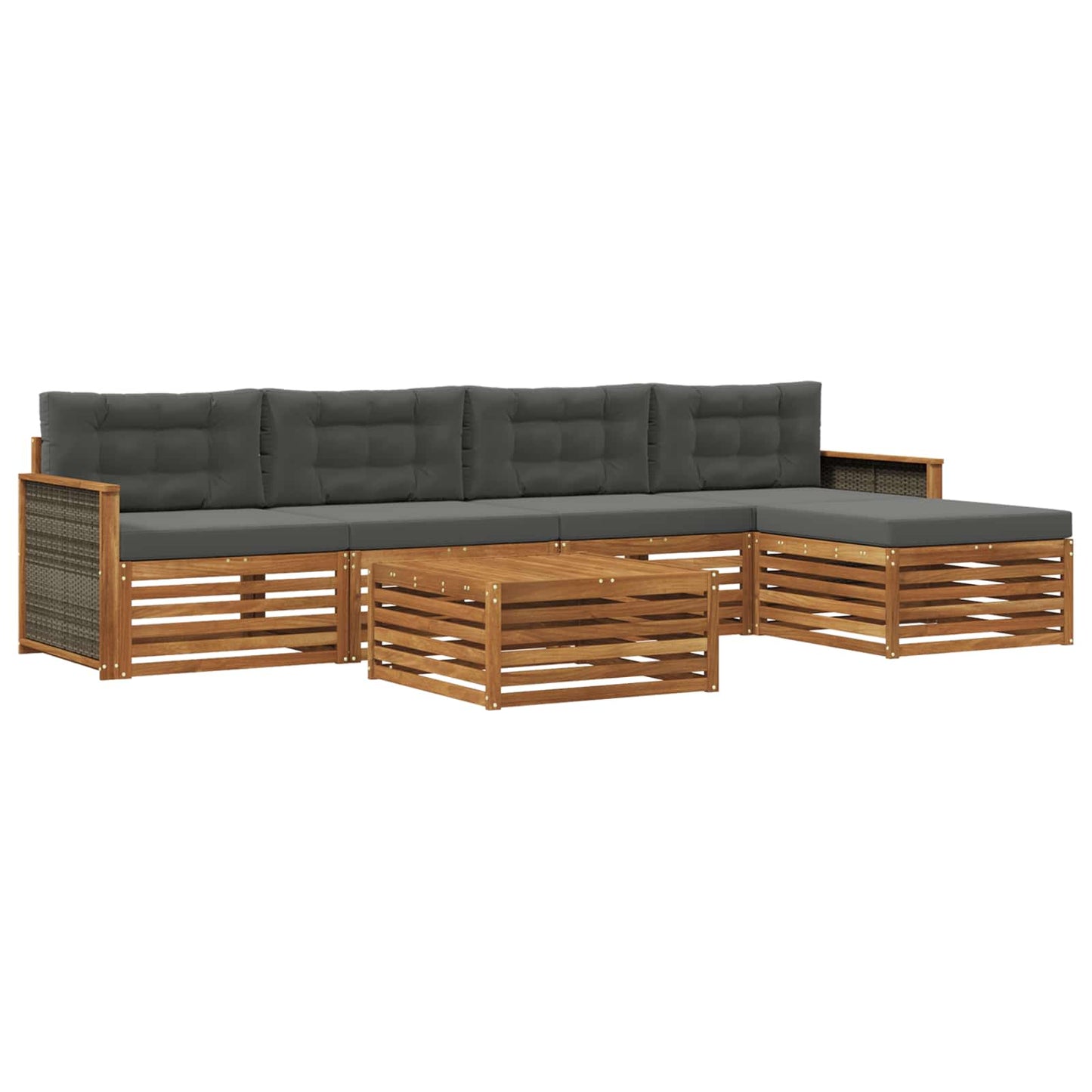 Outdoor-Sofagarnitur 6 stk. Natur und Anthrazit