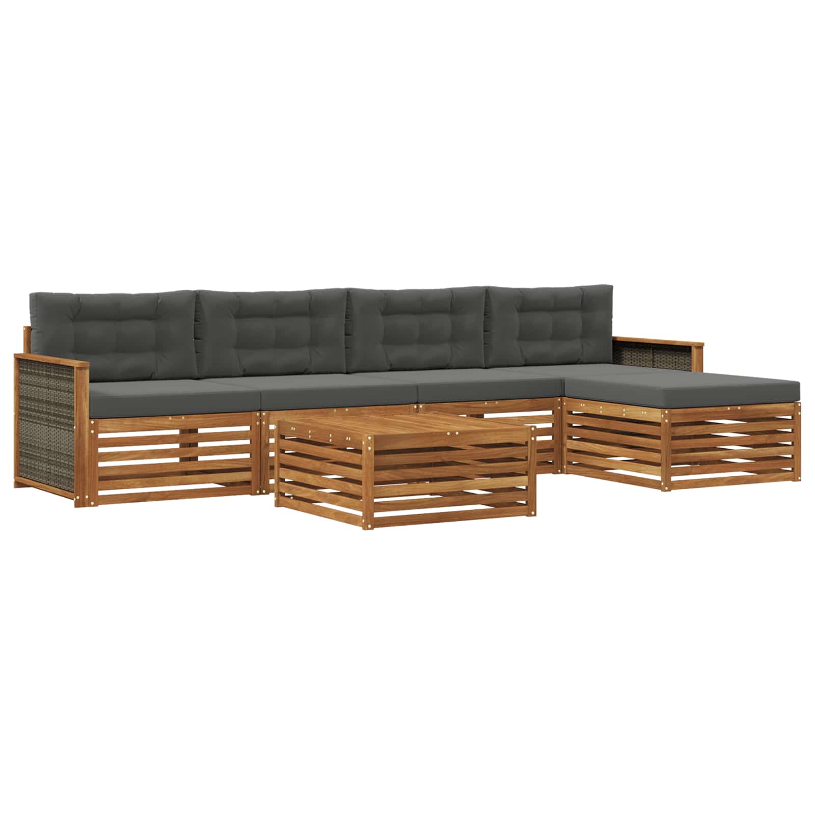 Outdoor-Sofagarnitur 6 stk. Natur und Anthrazit