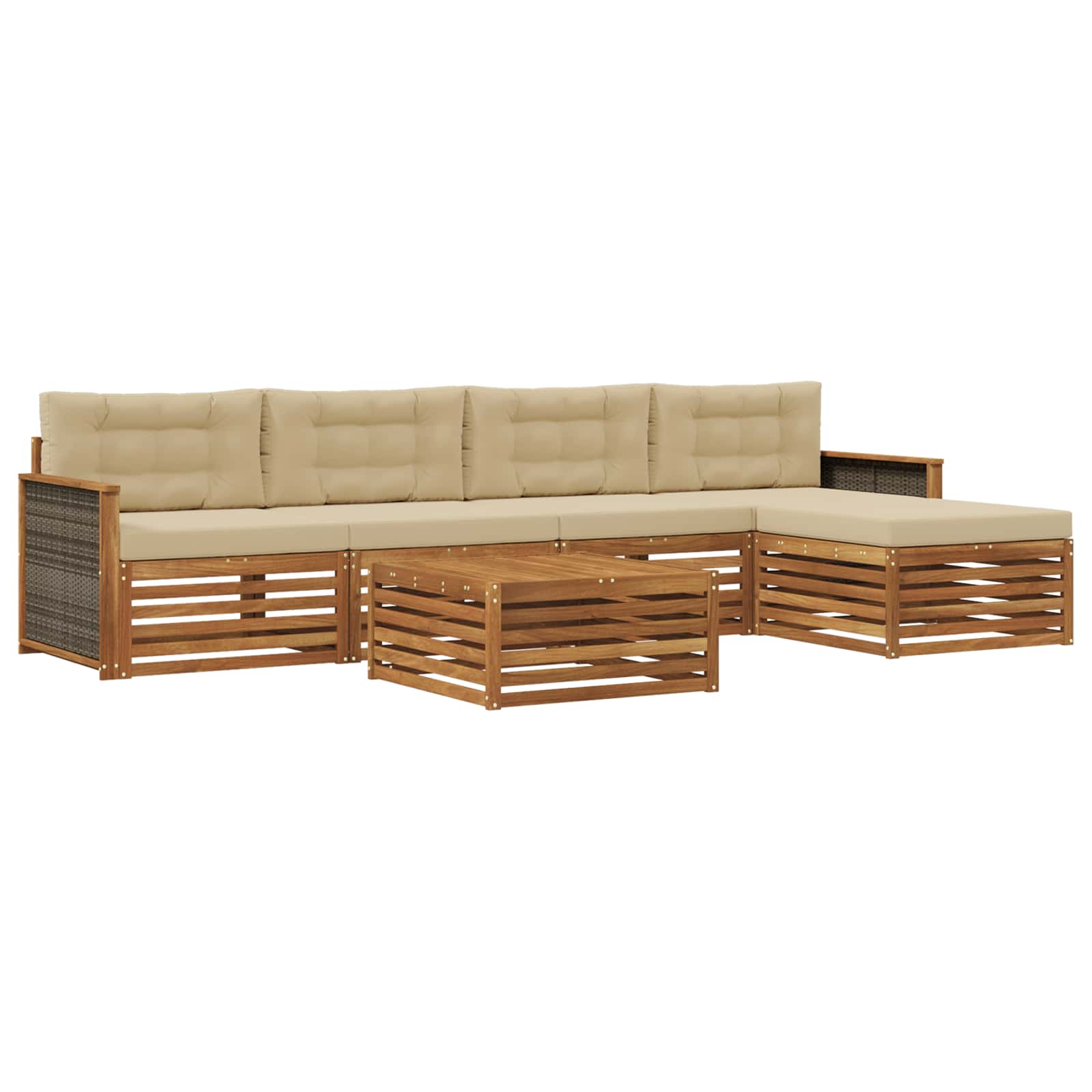 Outdoor-Sofagarnitur mit Kissen 6 pcs Natur und Beige