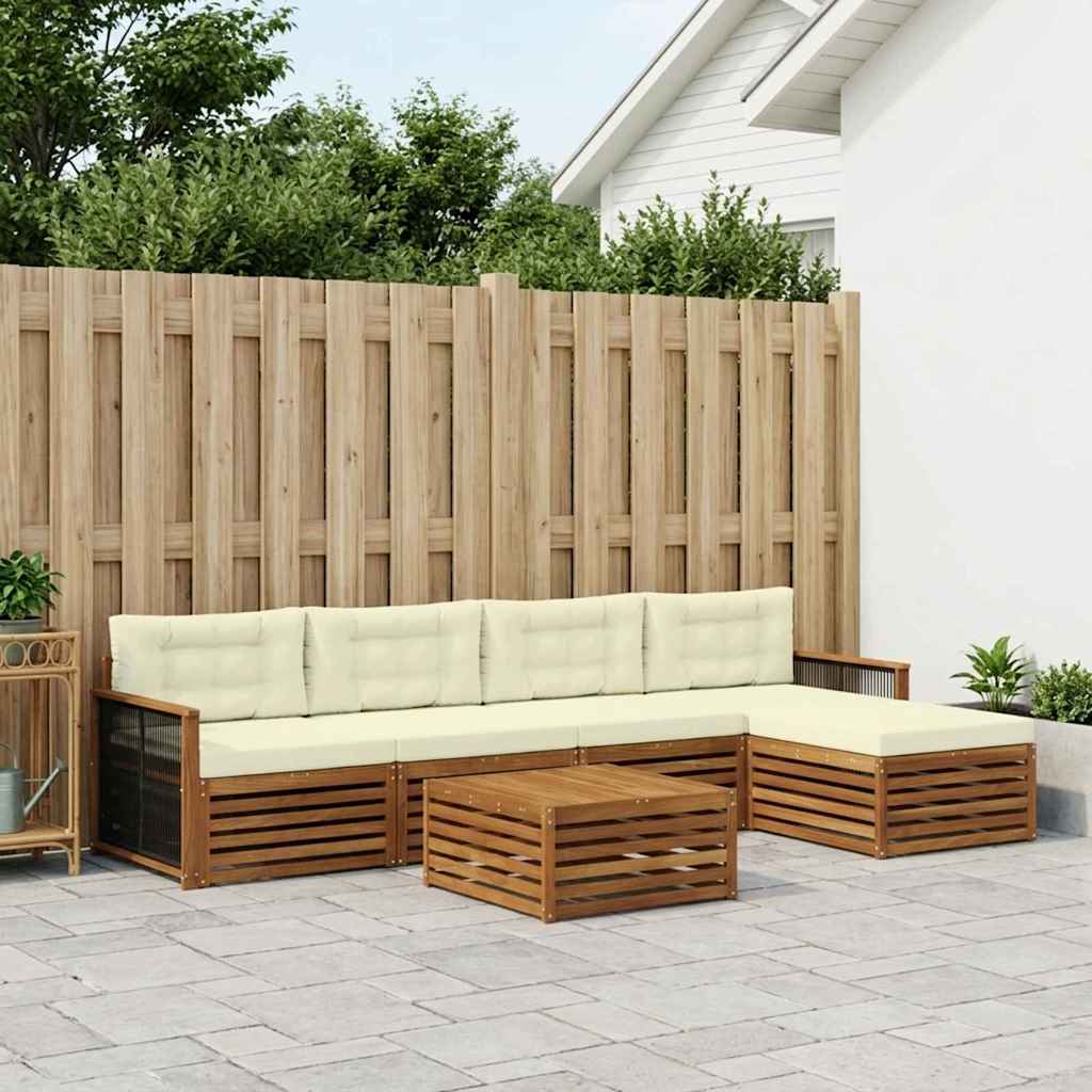 Outdoor-Sofagarnitur 6 stk. Natur und Creme