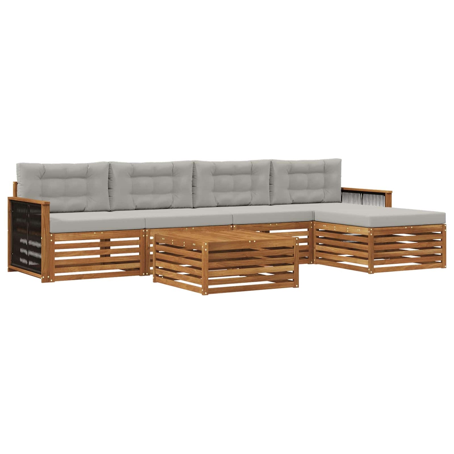 Outdoor-Sofagarnitur mit Kissen 6 pcs Natürlich und Hellgrau