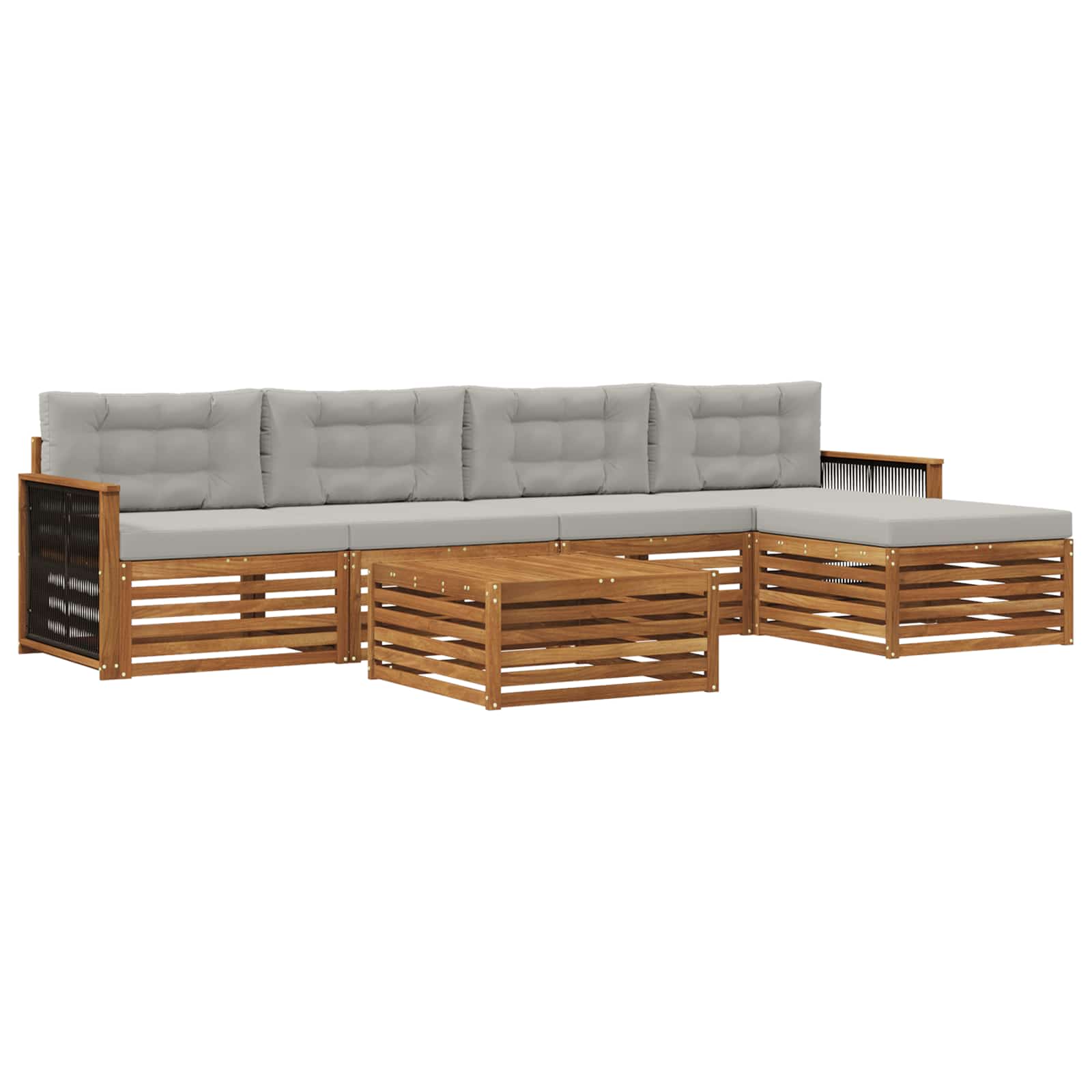 Outdoor-Sofagarnitur mit Kissen 6 pcs Natürlich und Hellgrau