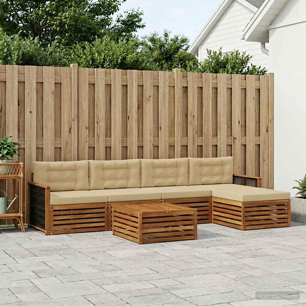 Outdoor-Sofagarnitur mit Kissen 6 pcs Natur und Beige
