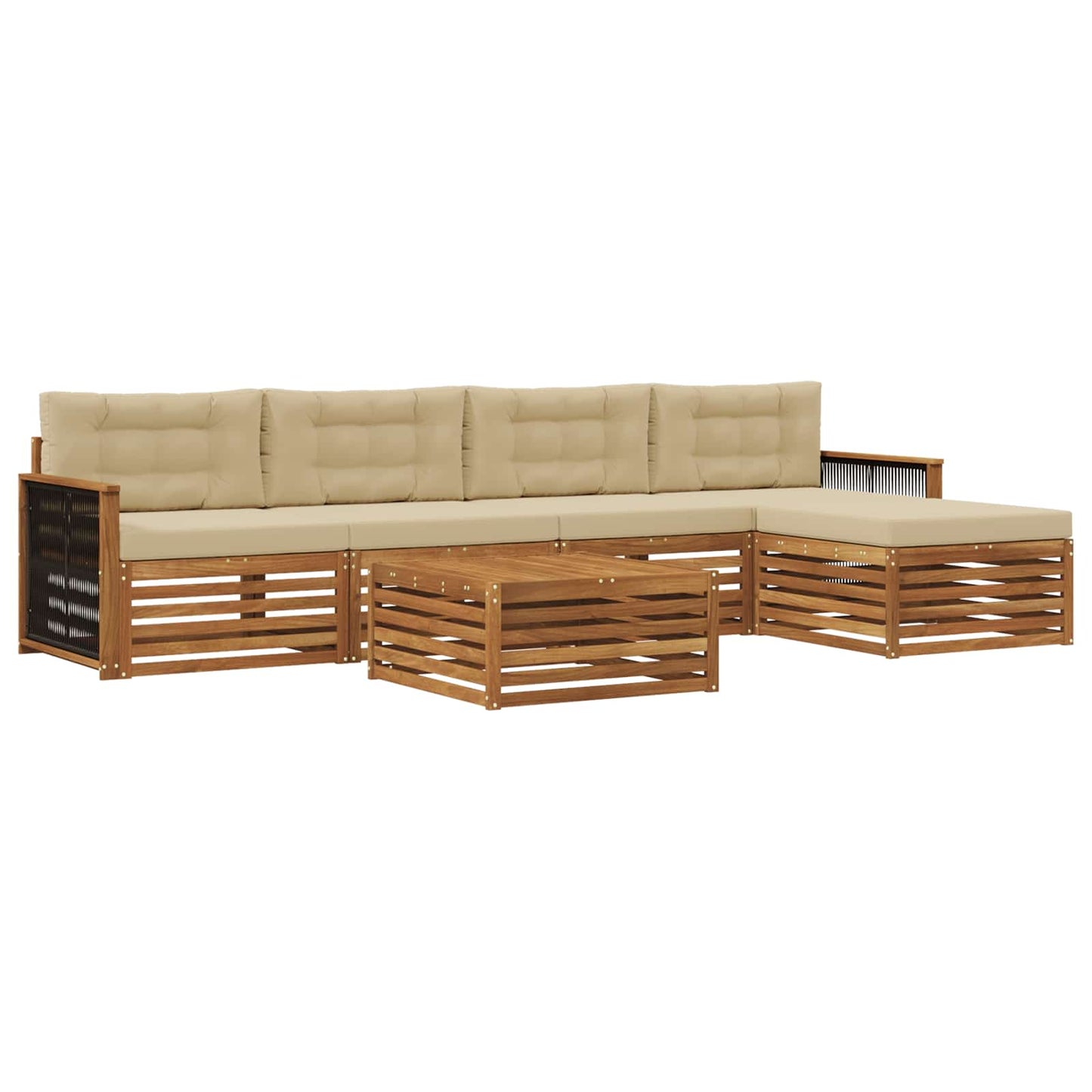 Outdoor-Sofagarnitur mit Kissen 6 pcs Natur und Beige