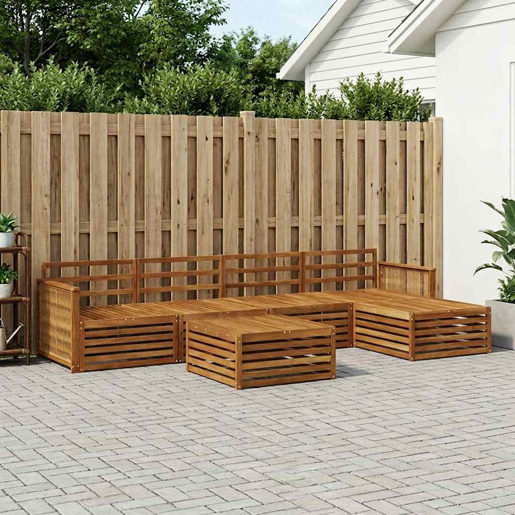 Outdoor-Sofagarnitur 6 pcs Natur Massivholz Akazie