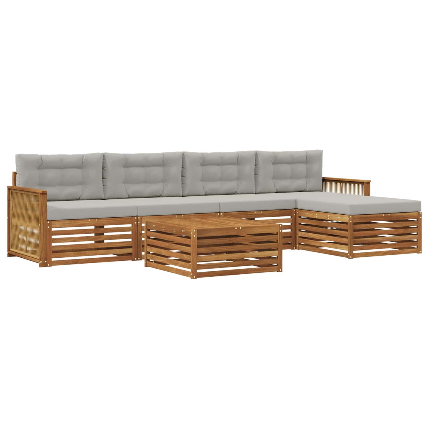 Outdoor-Sofagarnitur mit Kissen 6 pcs Natürlich und Hellgrau