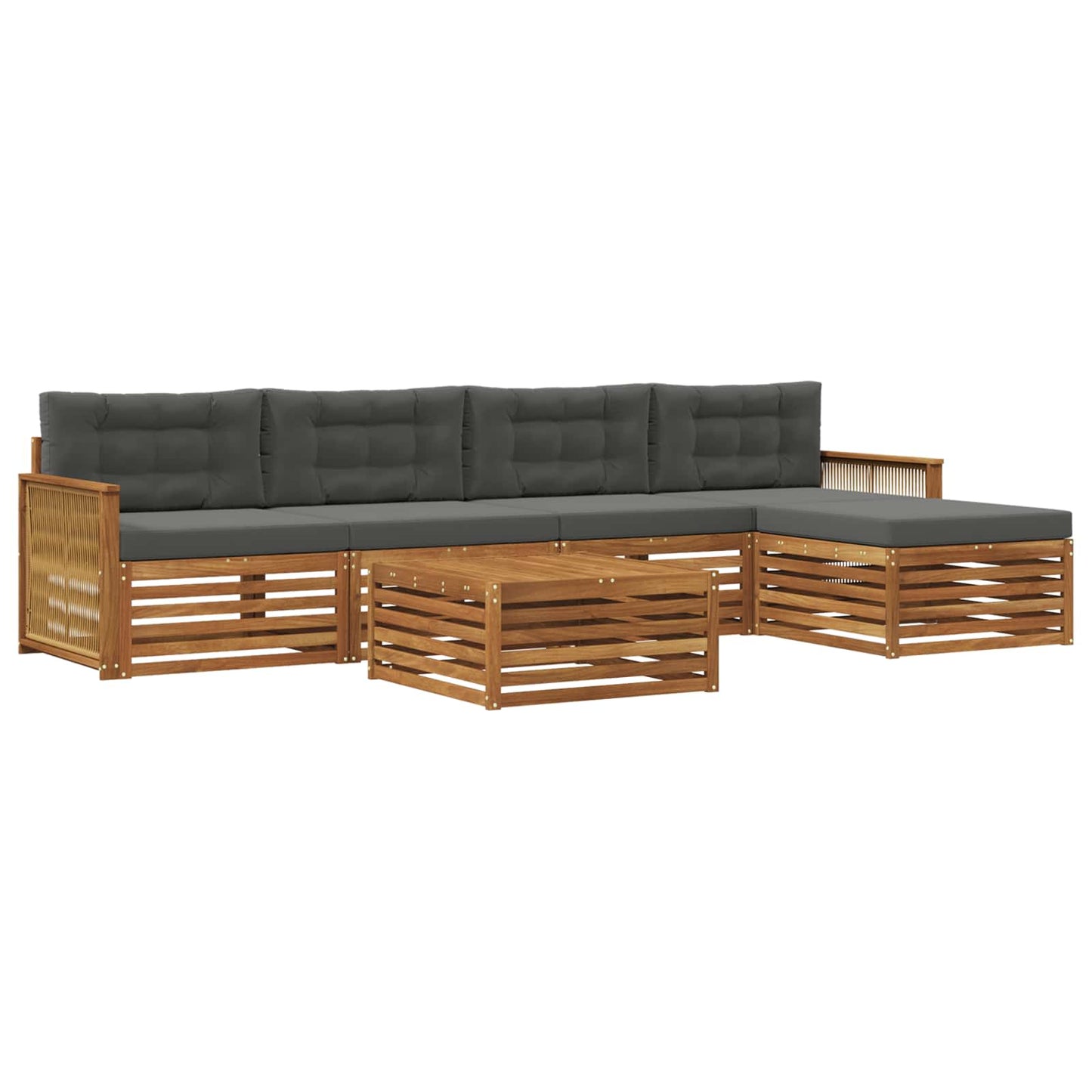 Outdoor-Sofagarnitur 6 stk. Natur und Anthrazit
