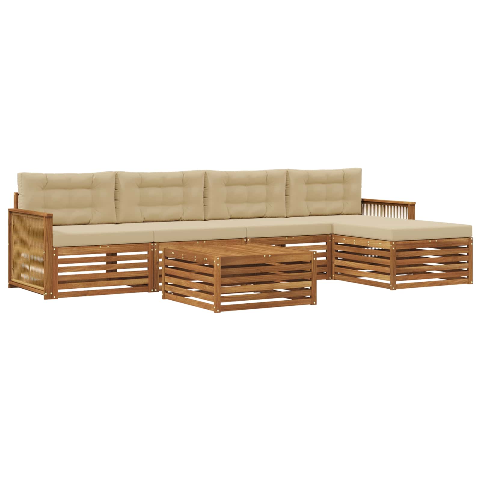 Outdoor-Sofagarnitur mit Kissen 6 pcs Natur und Beige