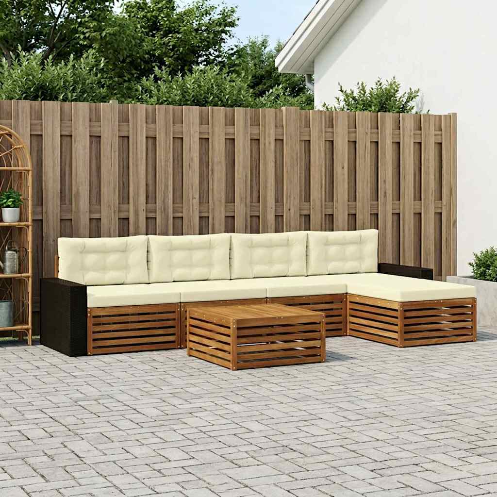 Outdoor-Sofagarnitur 6 stk. Natur und Creme Polyester