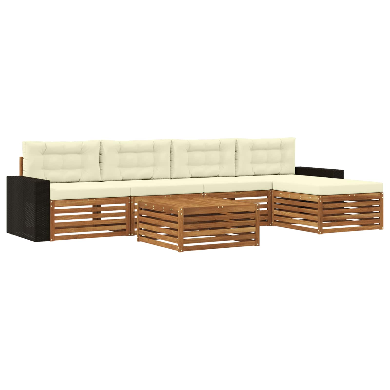 Outdoor-Sofagarnitur 6 stk. Natur und Creme Polyester