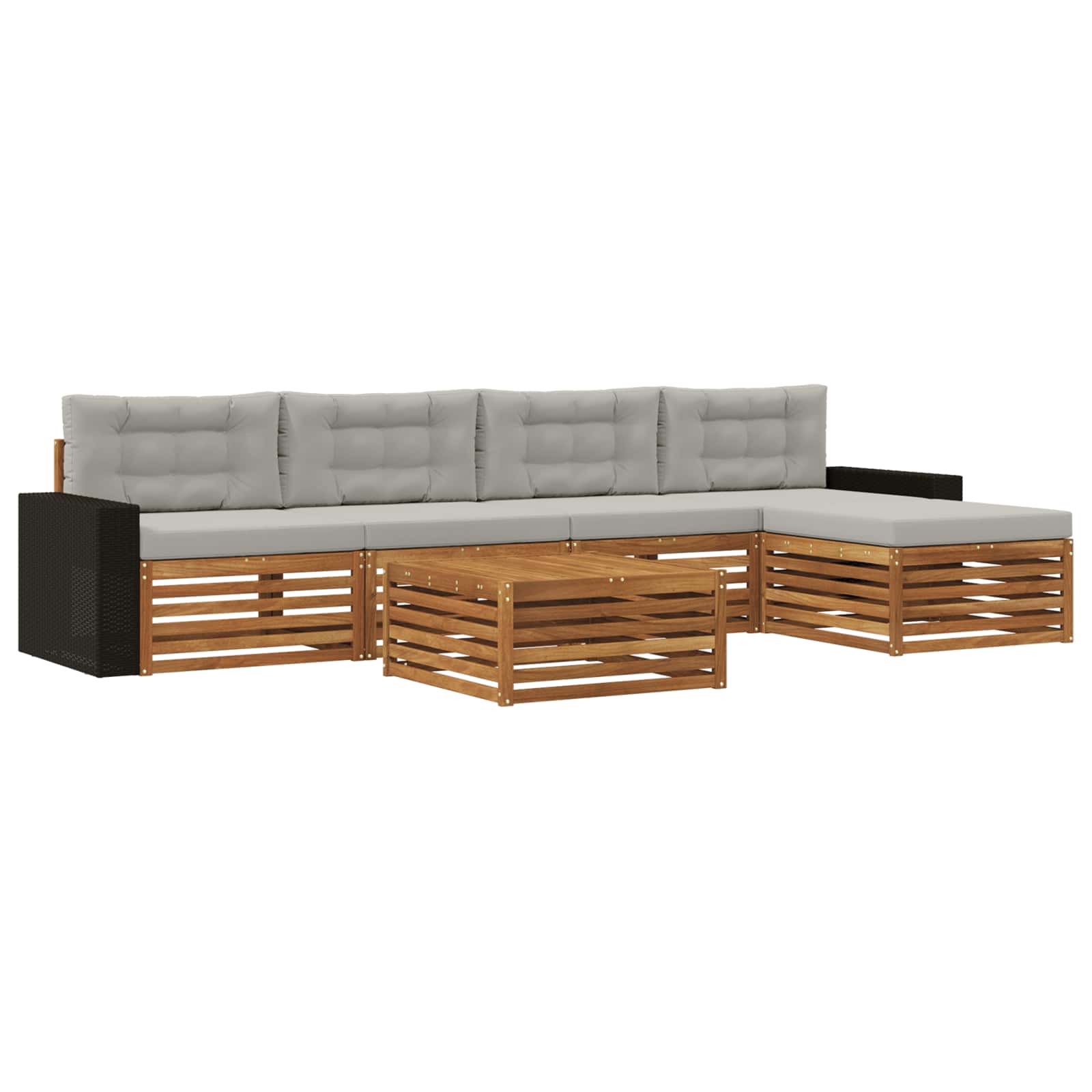 Outdoor-Sofagarnitur 6 pcs Natürlich und Hellgrau