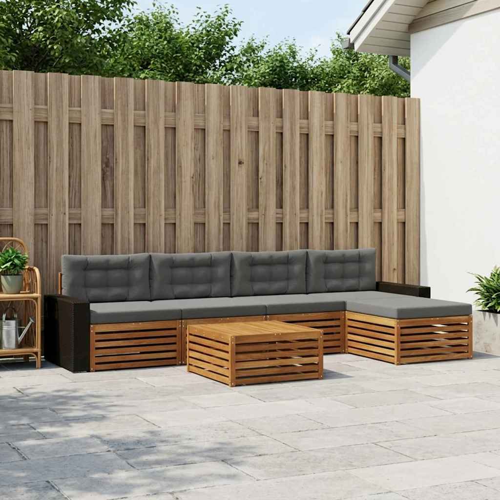 Outdoor-Sofagarnitur 6 pcs Natur und Anthrazit 79 x 79 x 37 cm