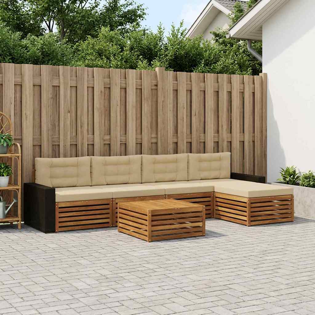 Outdoor-Sofagarnitur 6 pcs Natur und Beige 79 x 79 x 37 cm
