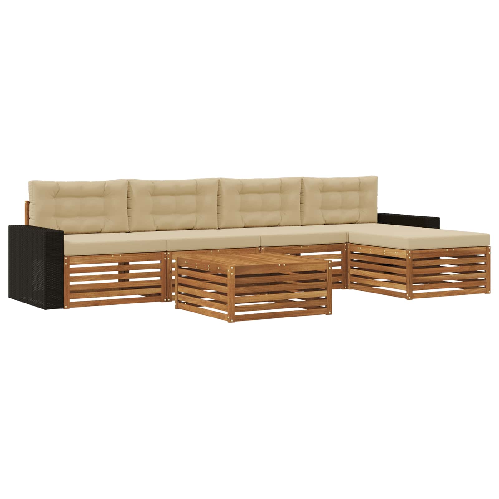 Outdoor-Sofagarnitur 6 pcs Natur und Beige 79 x 79 x 37 cm