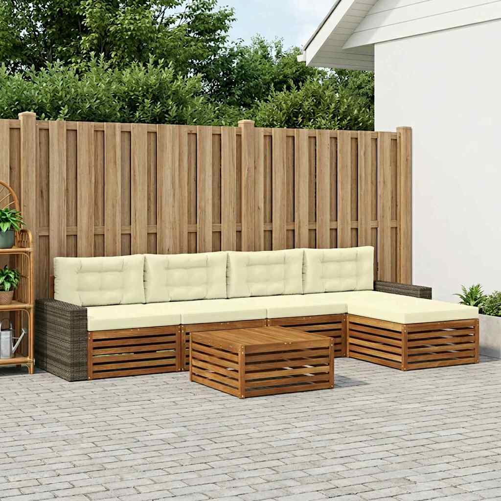 Outdoor-Sofagarnitur 6 stk. Natur und Creme Polyester