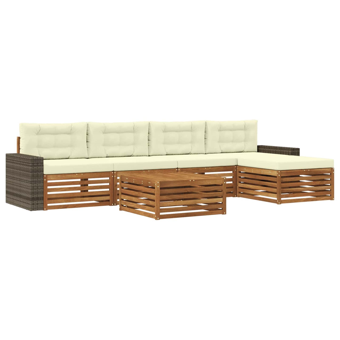 Outdoor-Sofagarnitur 6 stk. Natur und Creme Polyester