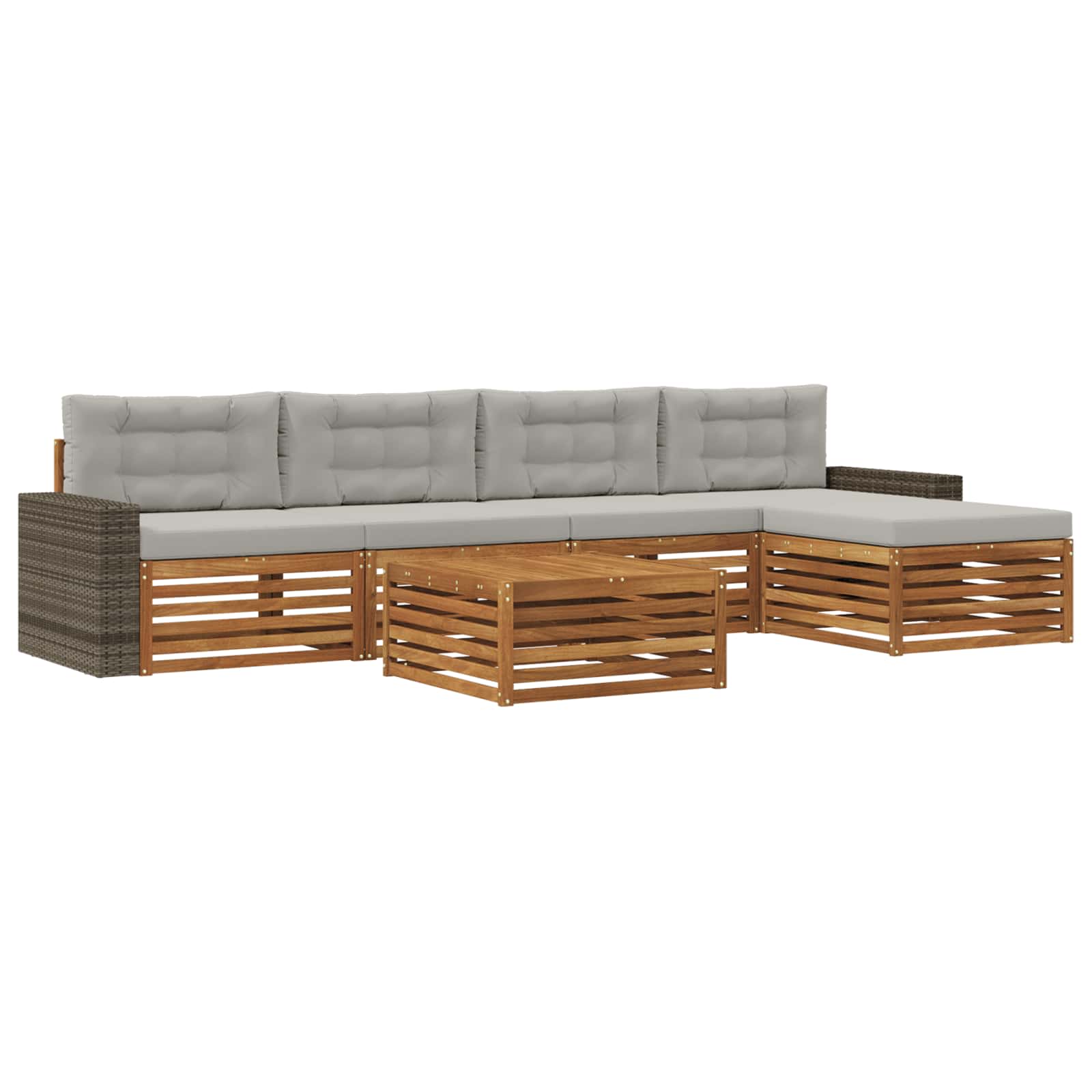 Outdoor-Sofagarnitur 6 pcs Natürlich und Hellgrau