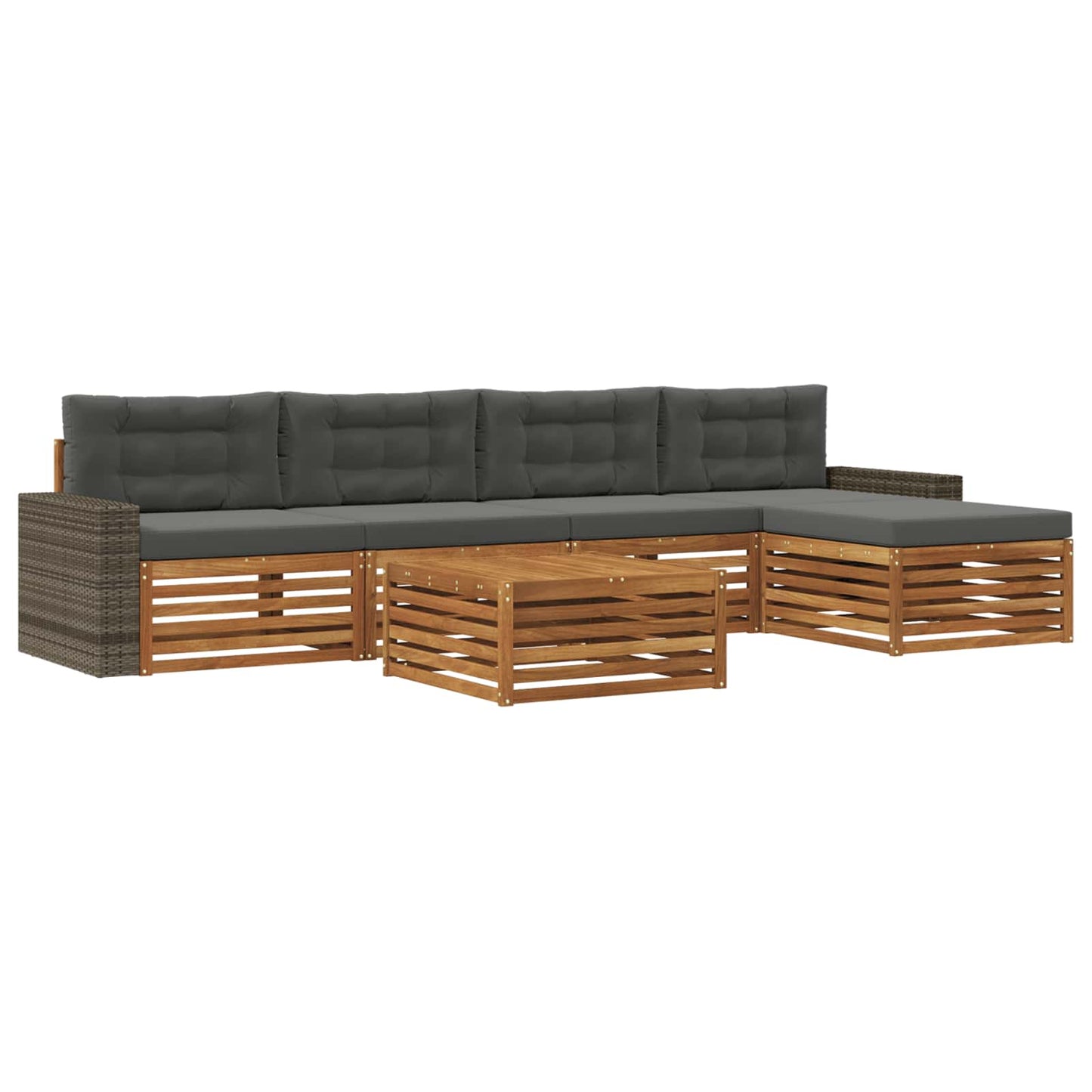 Outdoor-Sofagarnitur 6 pcs Natur und Anthrazit 79 x 79 x 37 cm