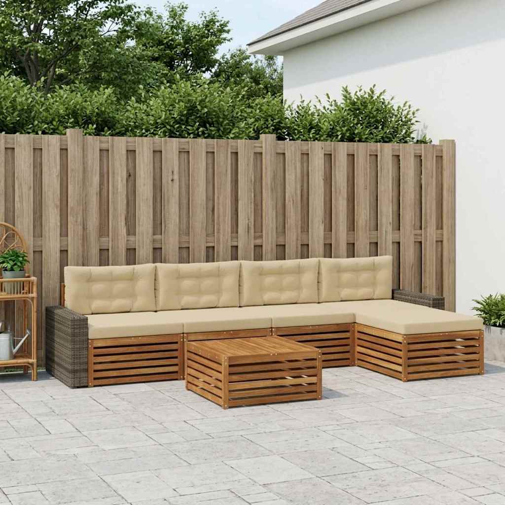 Outdoor-Sofagarnitur 6 pcs Natur und Beige 79 x 79 x 37 cm