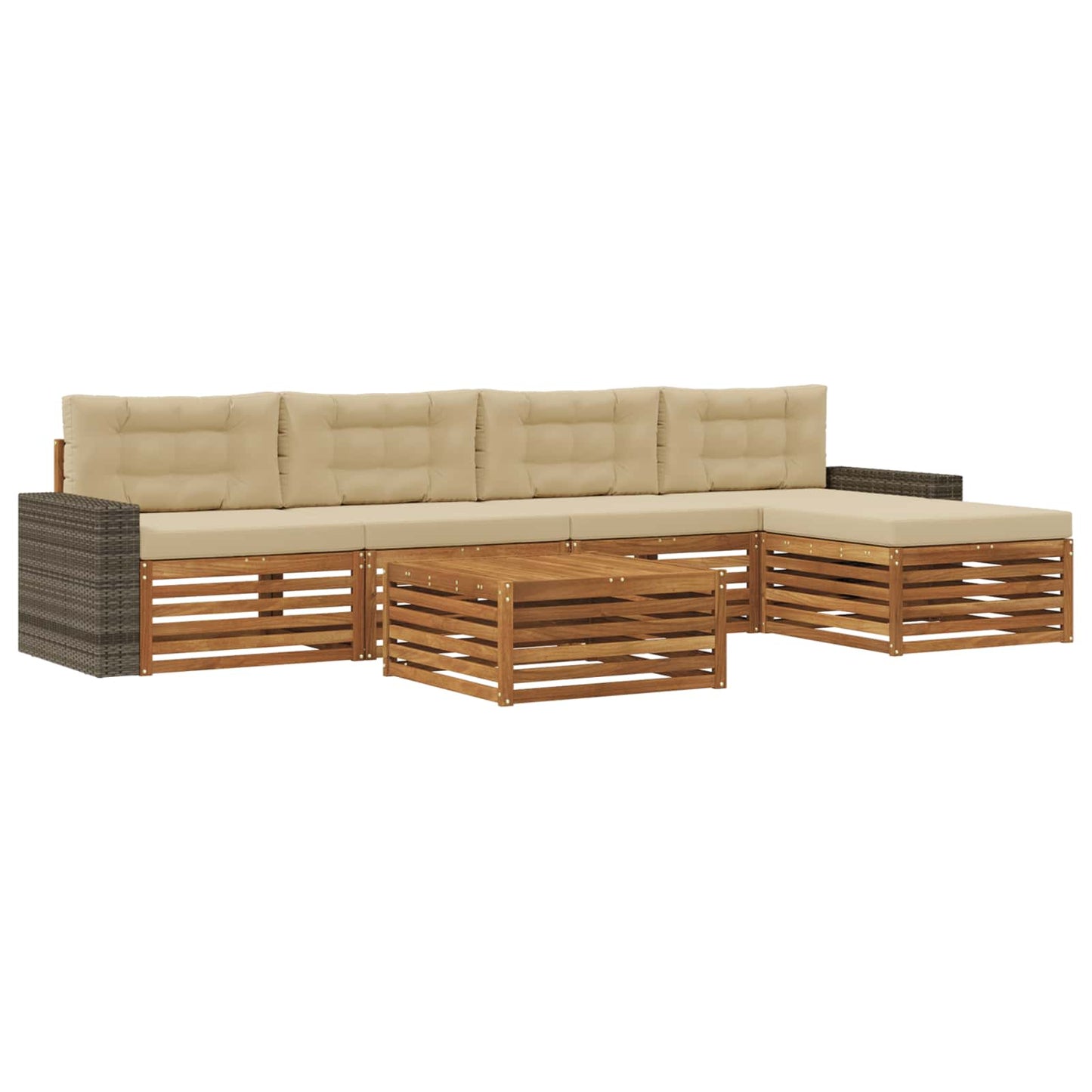 Outdoor-Sofagarnitur 6 pcs Natur und Beige 79 x 79 x 37 cm