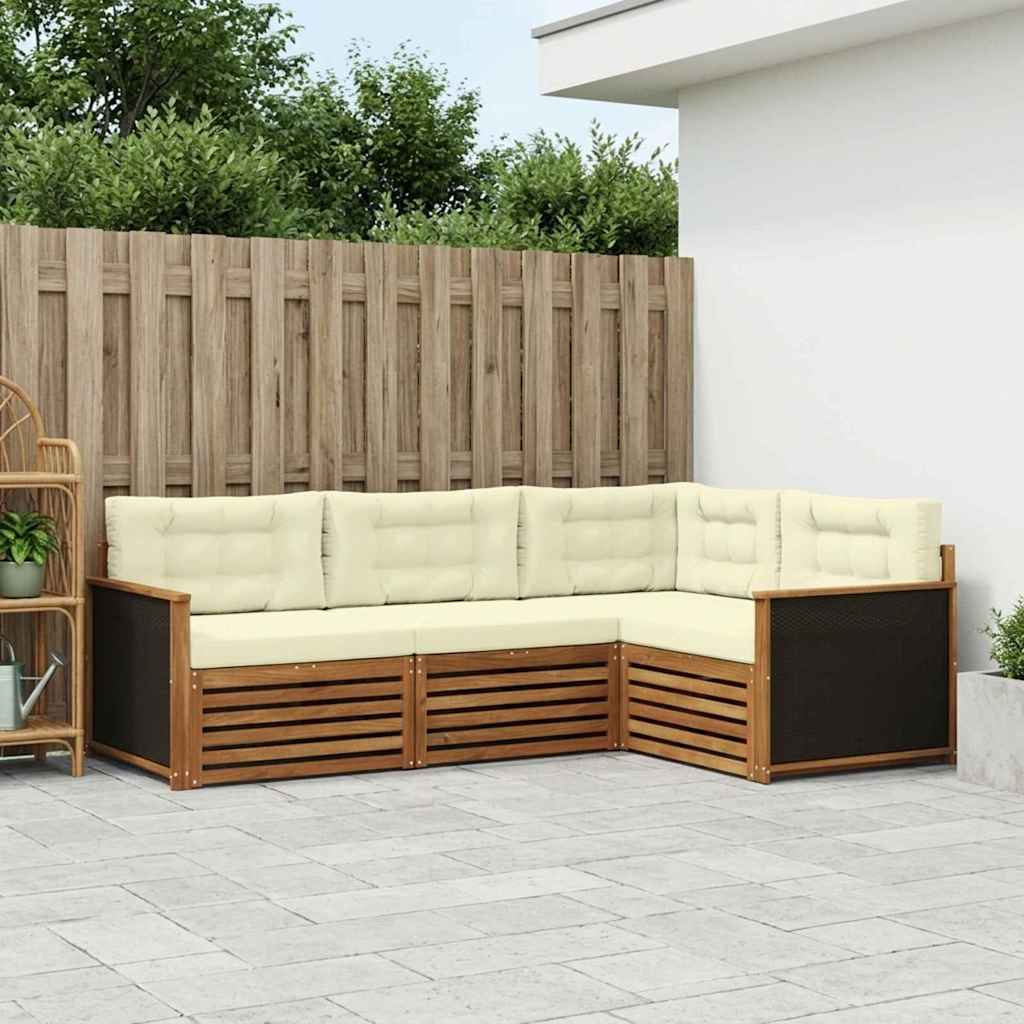 Outdoor-Sofagarnitur 4 pcs Natur und Creme