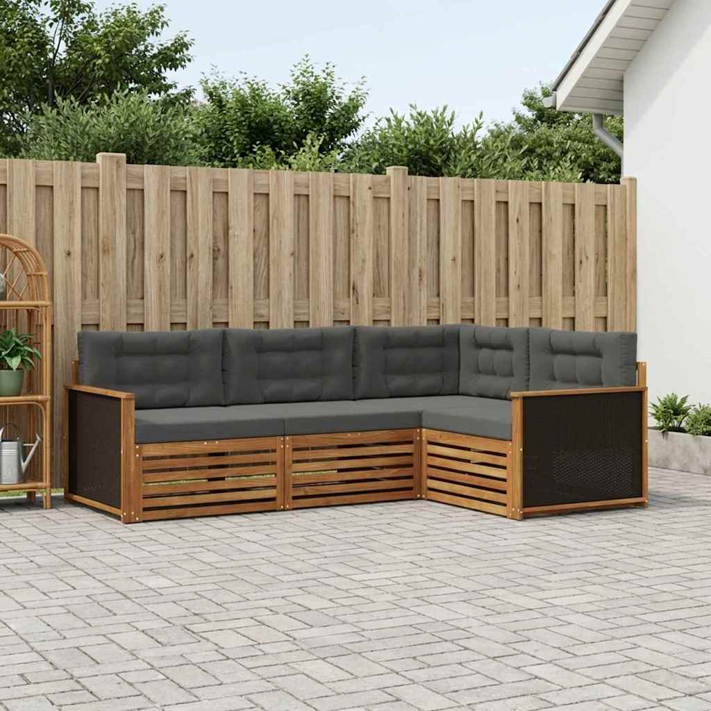 Outdoor-Sofagarnitur 4 pcs Natur und Anthrazit