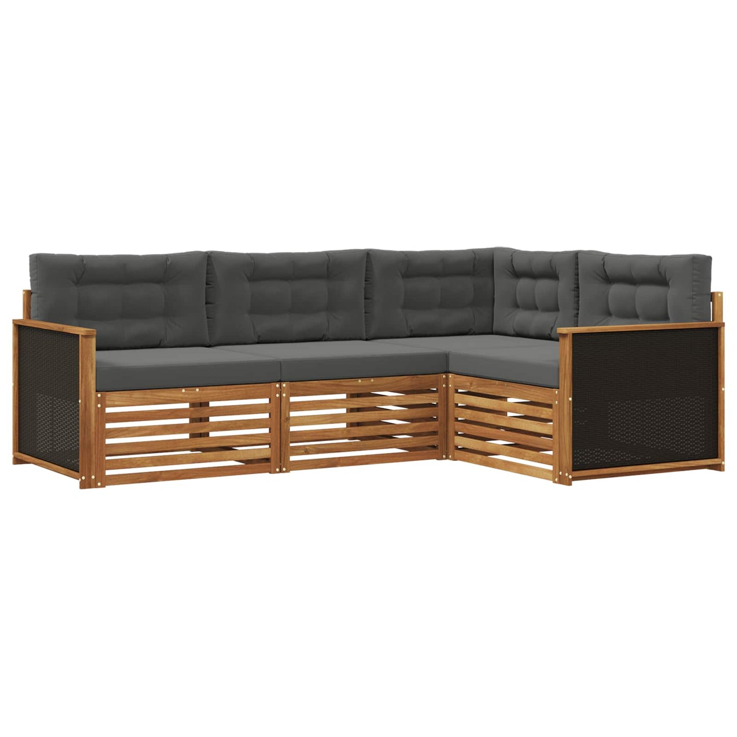 Outdoor-Sofagarnitur 4 pcs Natur und Anthrazit