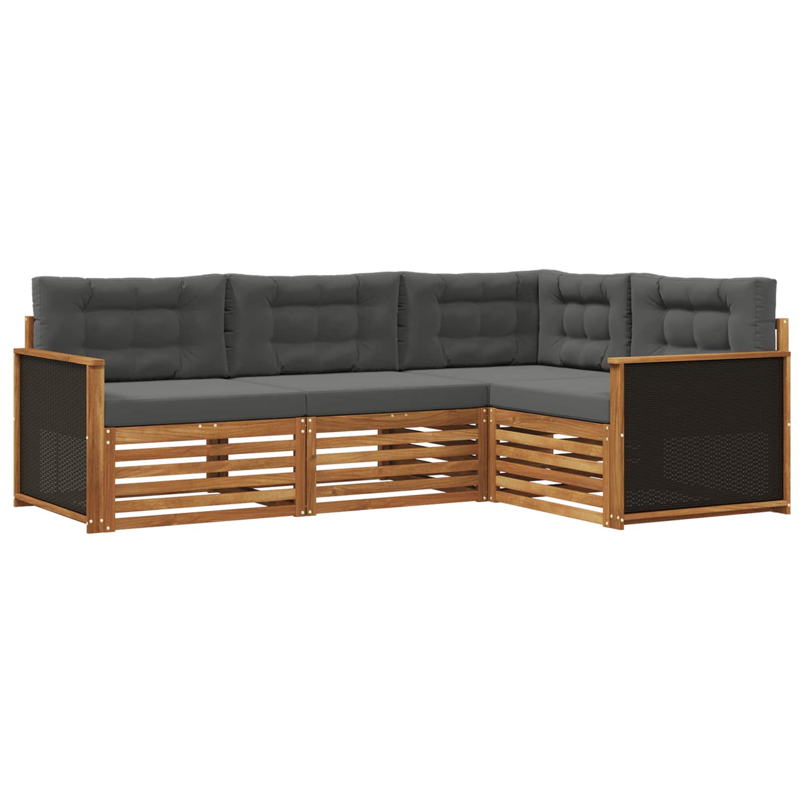 Outdoor-Sofagarnitur 4 pcs Natur und Anthrazit