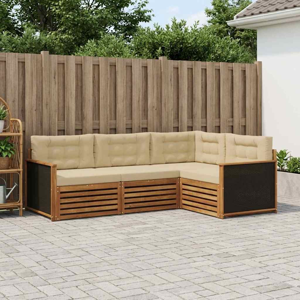 Outdoor-Sofagarnitur 4 stk. Natur und Beige Polyester