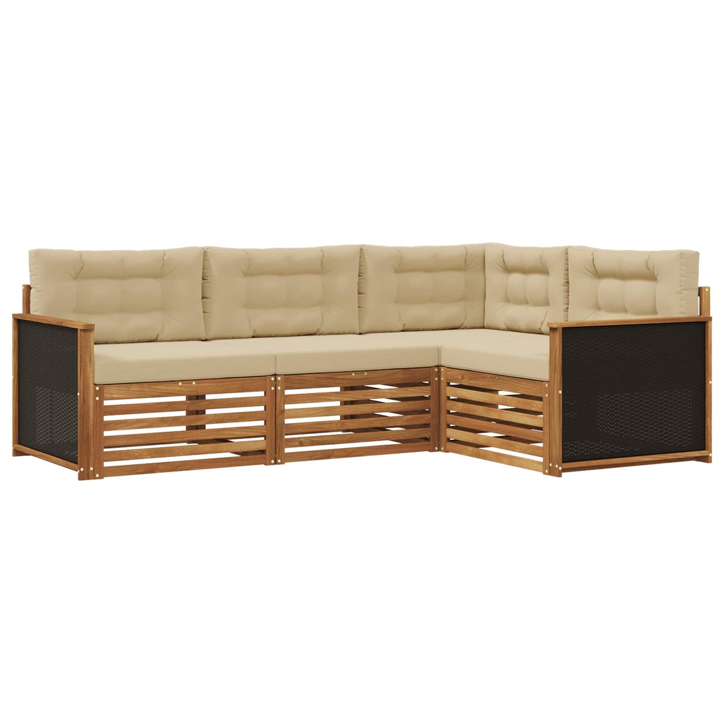 Outdoor-Sofagarnitur 4 stk. Natur und Beige Polyester