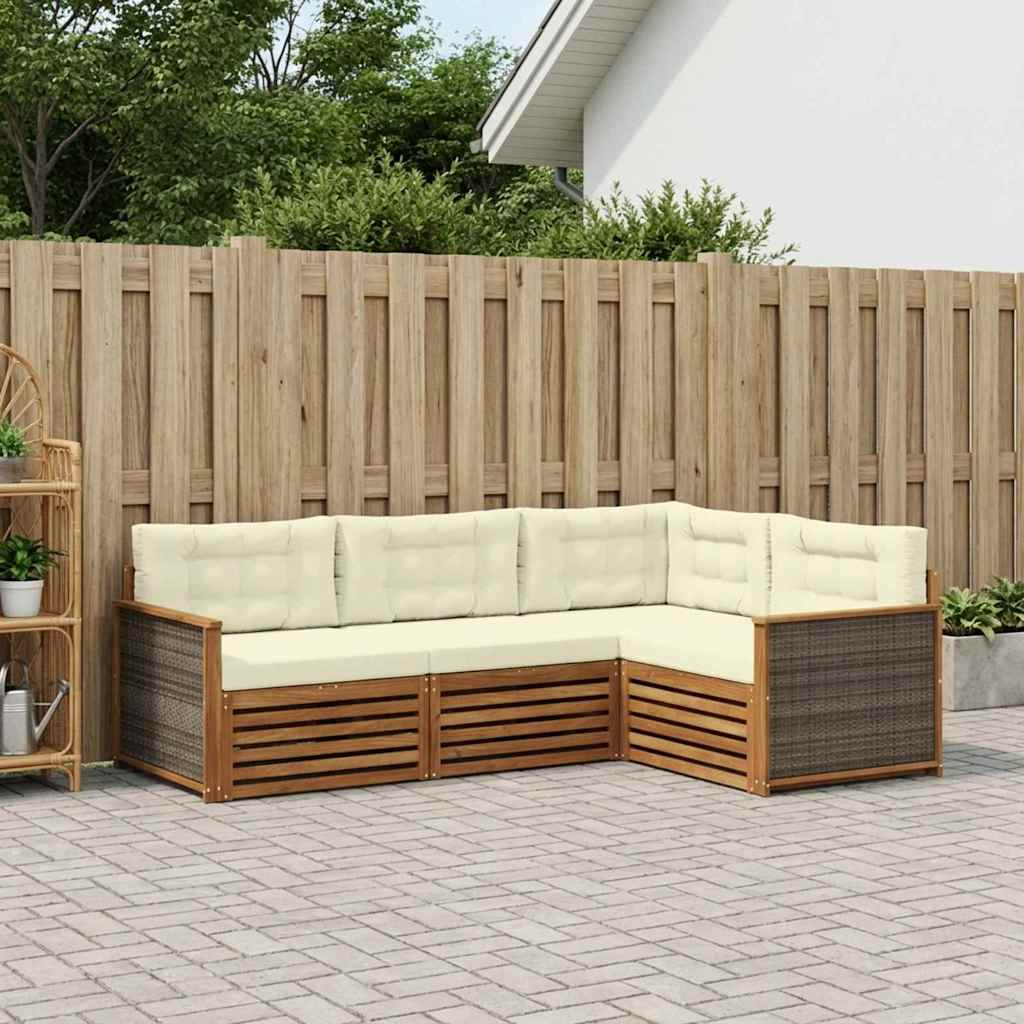 Outdoor-Sofagarnitur 4 stk. Natur und Creme