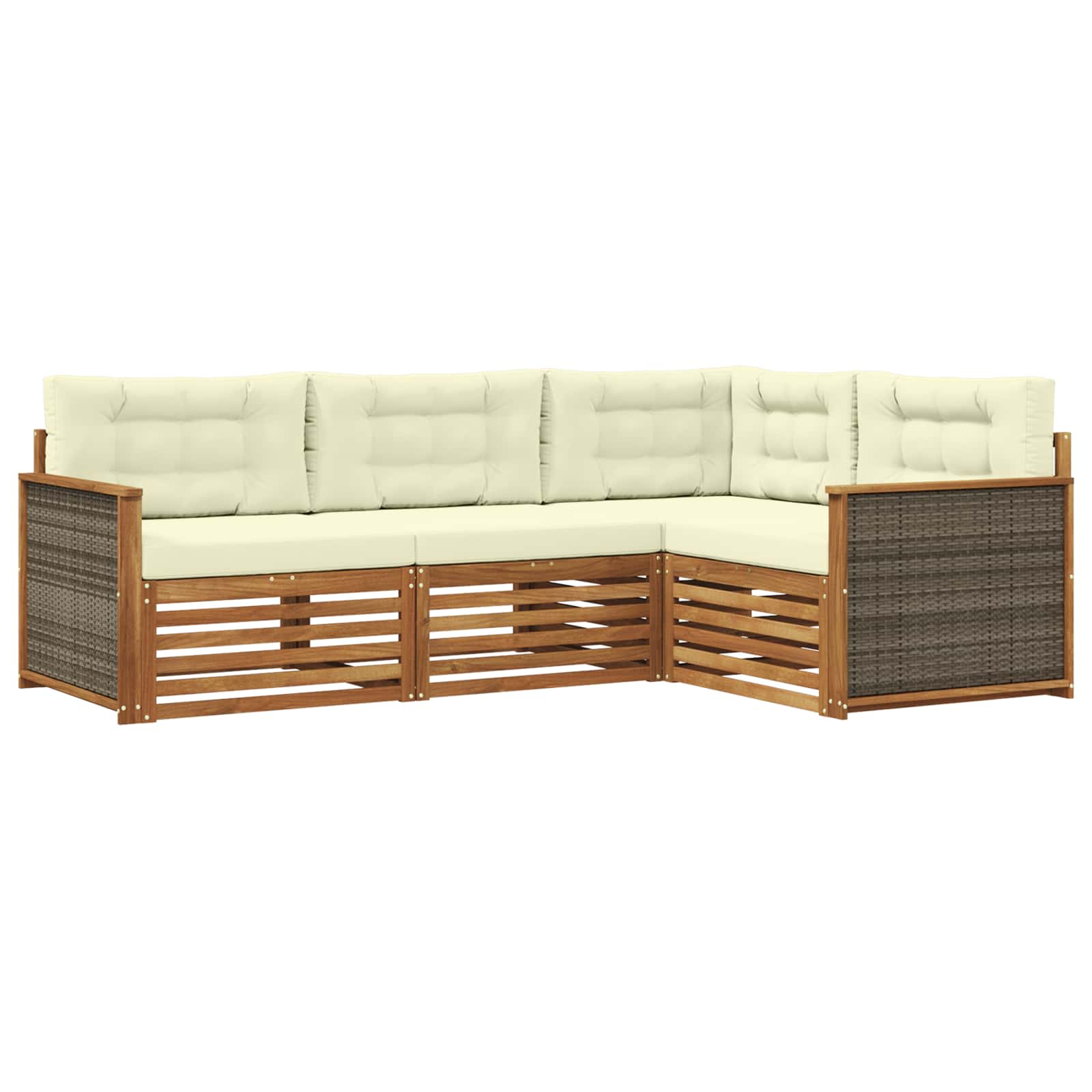 Outdoor-Sofagarnitur 4 stk. Natur und Creme